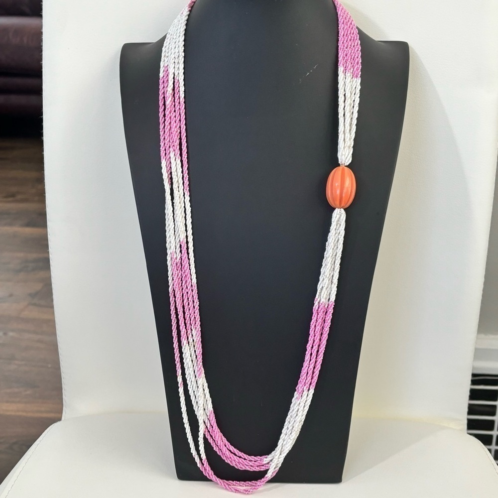 Vintage glass beaded large acrylic beaded necklace 1970’s-80’s